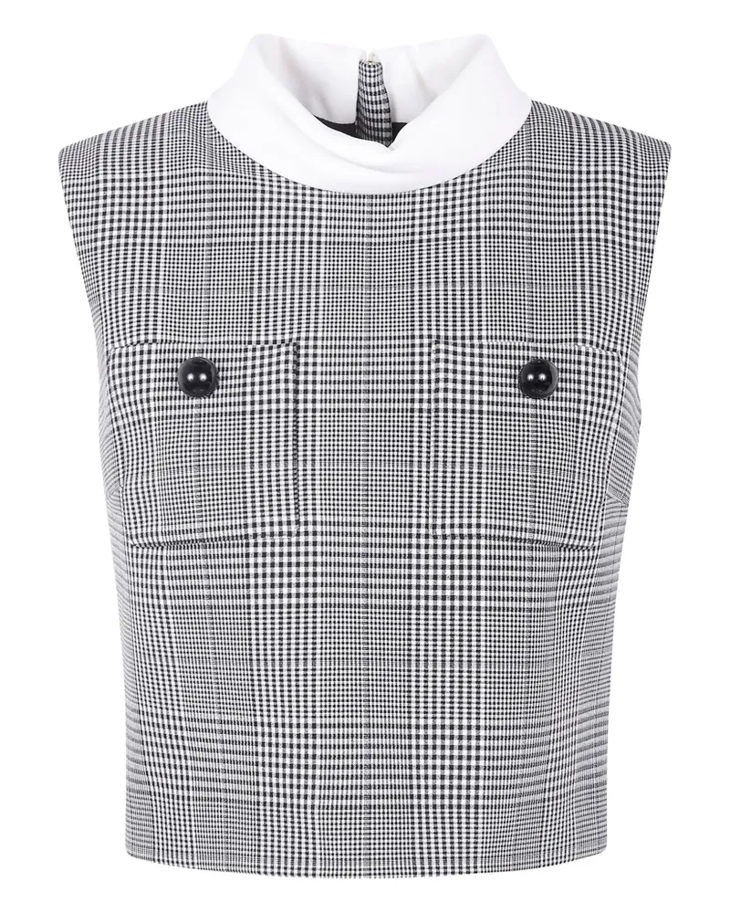 Self-Portrait Cropped-Top mit Check - Schwarz Schwarz