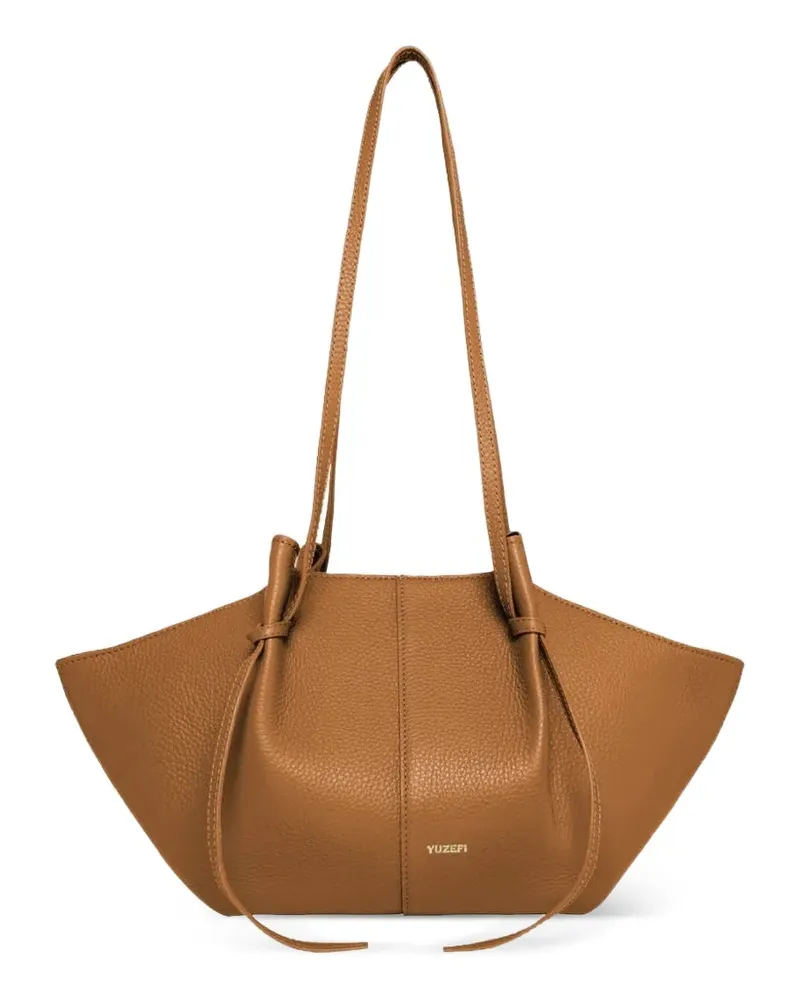 YUZEFI medium Mochi grained leather tote bag - Braun Braun