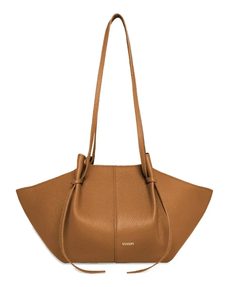 YUZEFI medium Mochi grained leather tote bag - Braun Braun