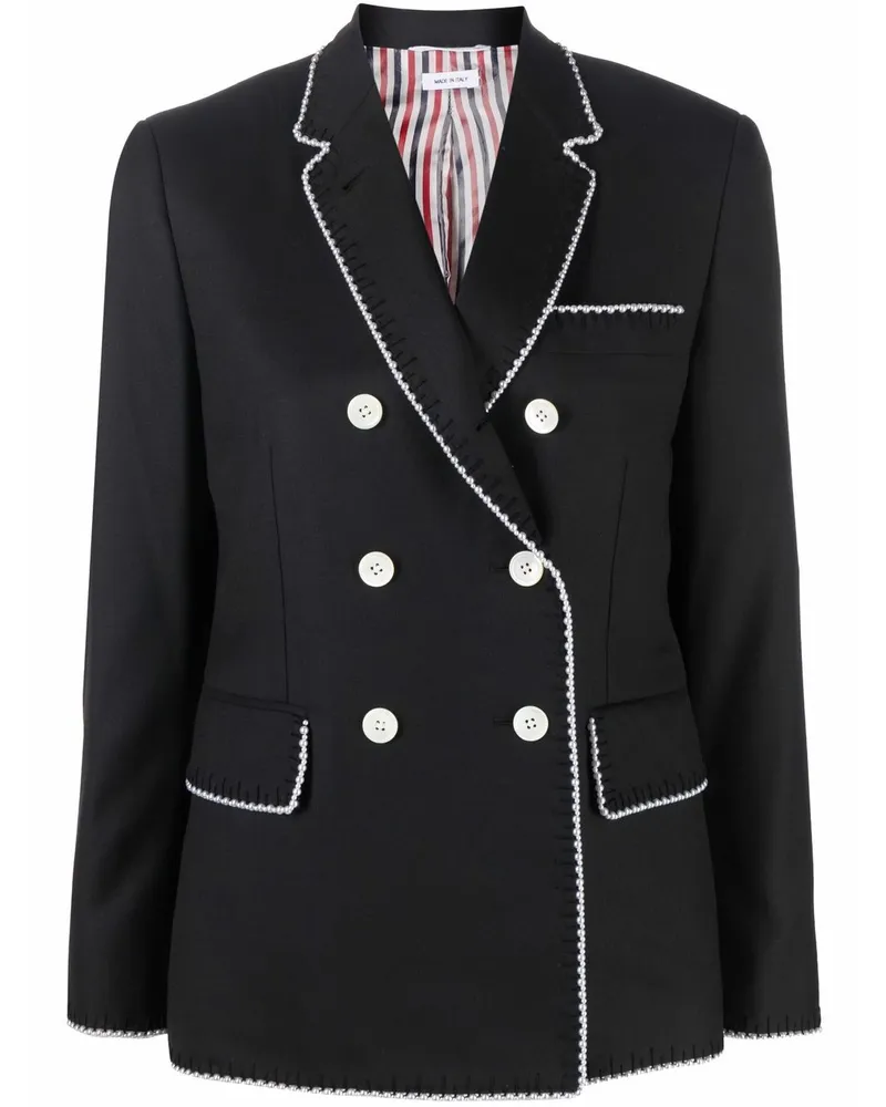 Thom Browne Doppelreihiger Mantel Schwarz