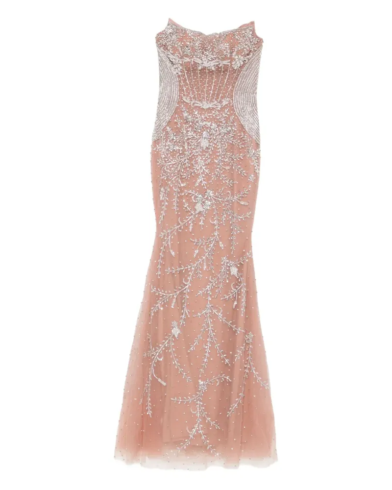 Holland & Holland Schulterfreies Kleid mit Kristallen - Nude Nude