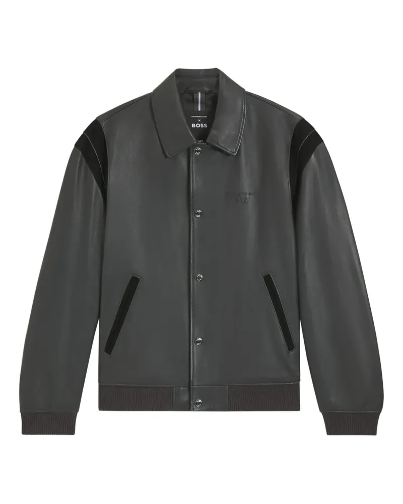 HUGO BOSS leather bomber jacket - Grau Grau