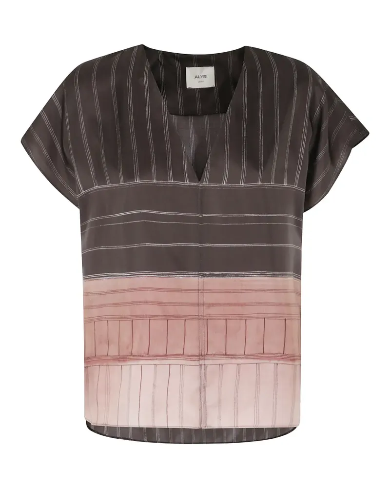 ALYSI Seidenbluse mit Längsstreifen - Braun Braun