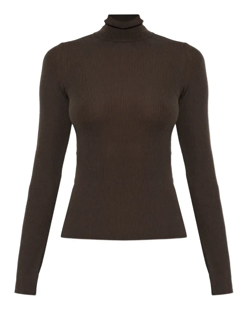 Max Mara Pullover mit Poloshirtkragen - Braun Braun
