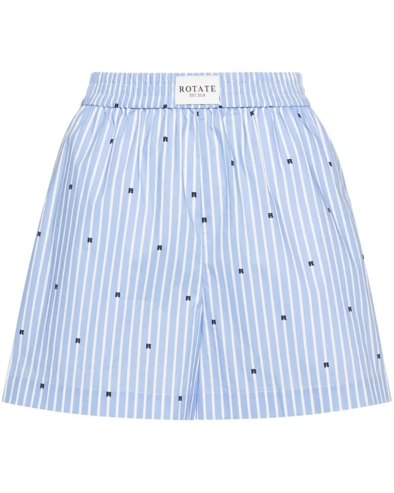 ROTATE Birger Christensen Gestreifte Shorts mit Logo-Print Blau