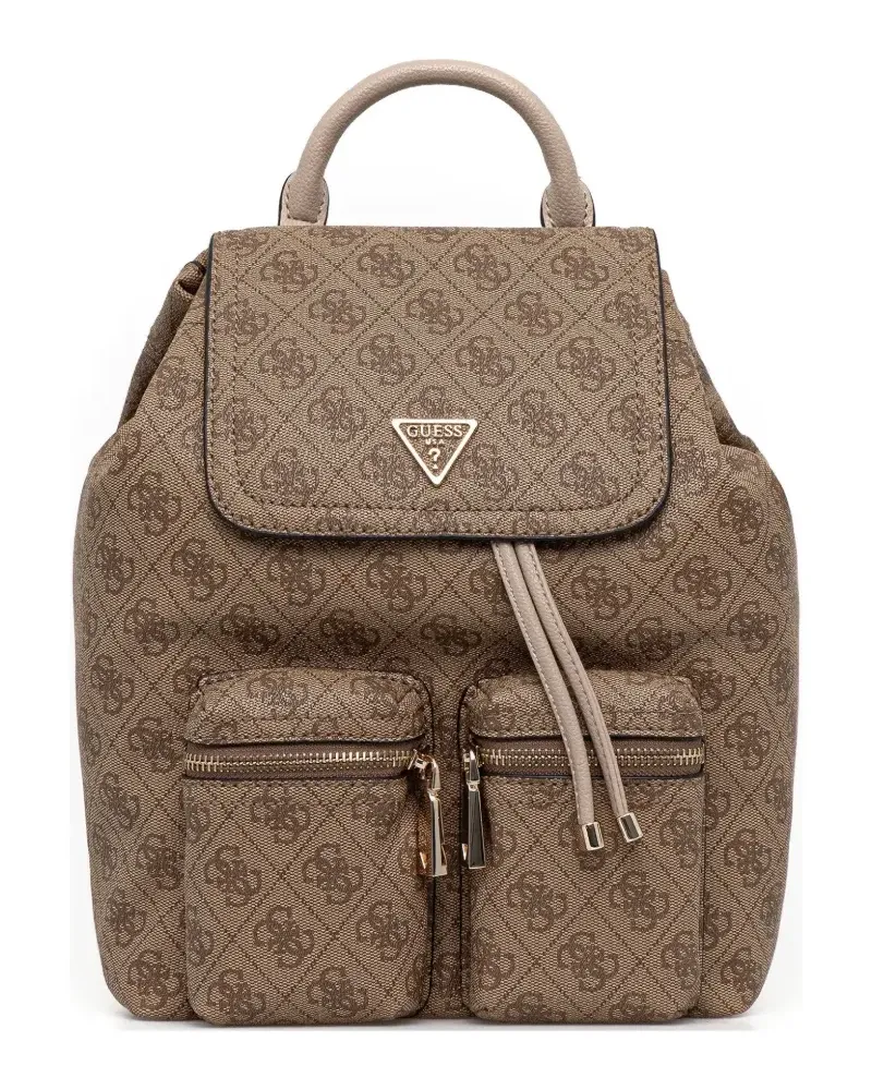 Guess Manhattan monogram flap backpack - Braun Braun