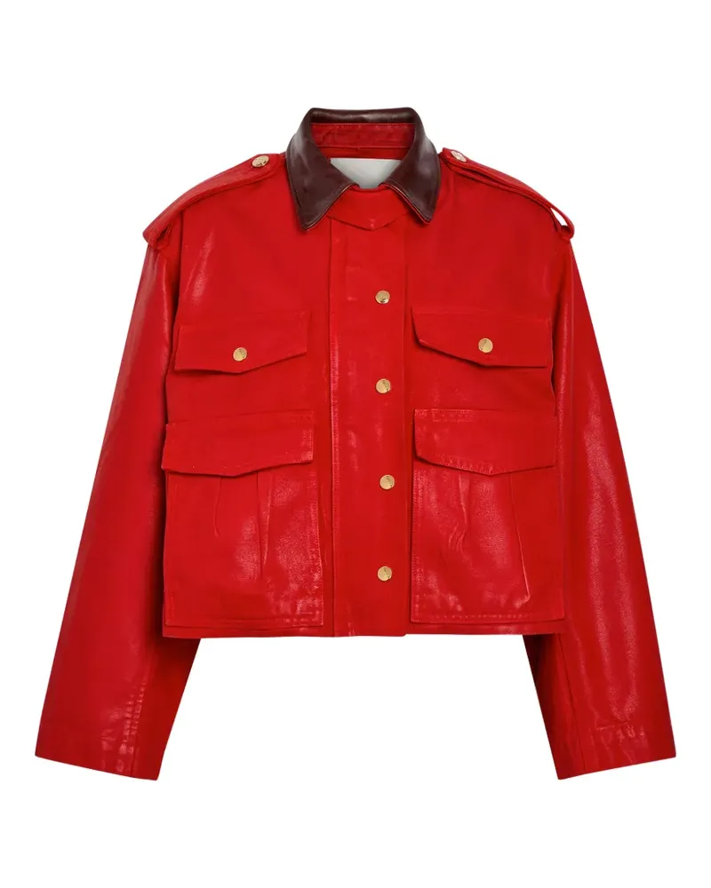 RADO contrasting-collar flap-pocket jacket - Rot Rot