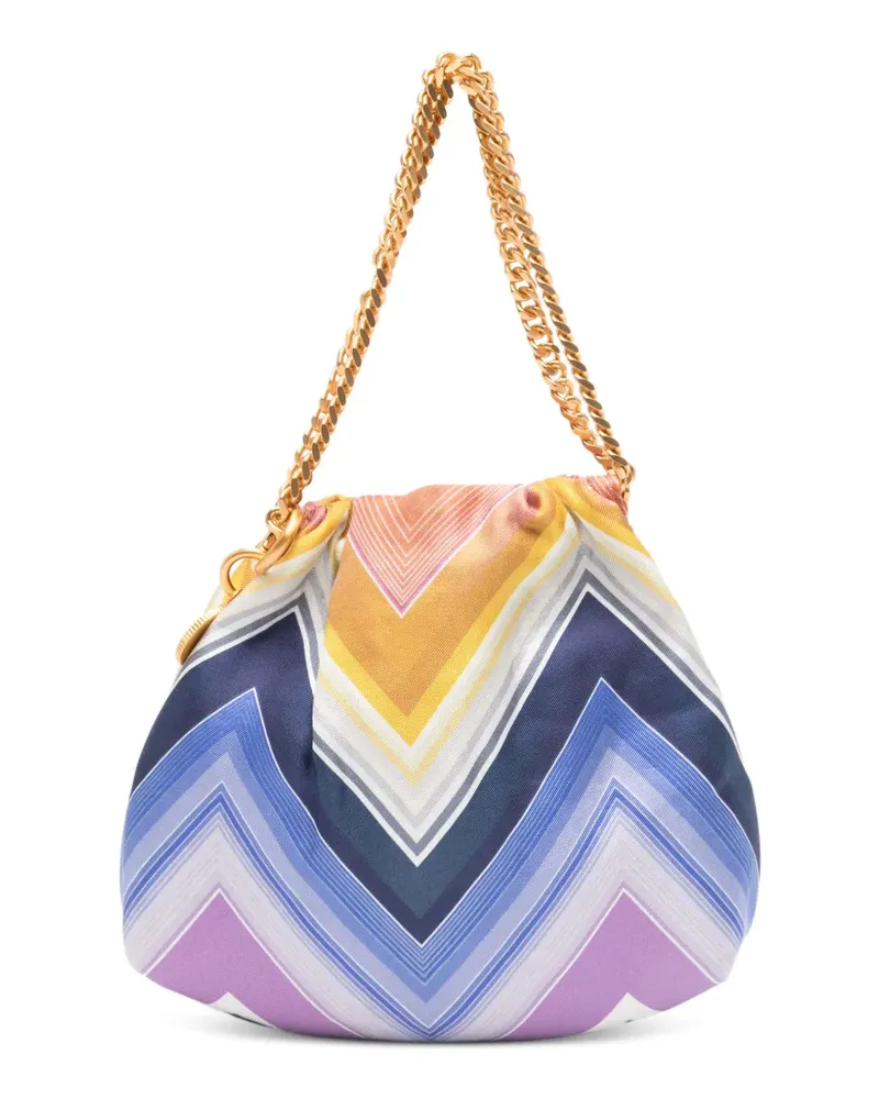 Missoni wave silk drawstring chain tote bag - Blau Blau