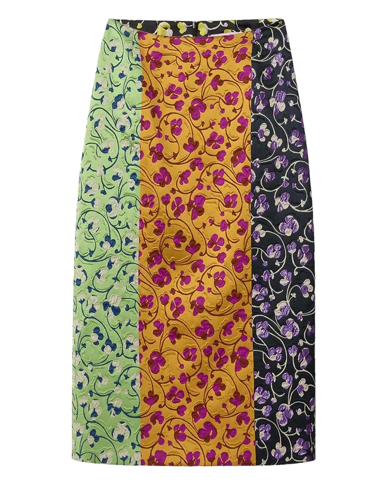 La DoubleJ Bleistiftrock mit Blumen-Print - Grün Grün