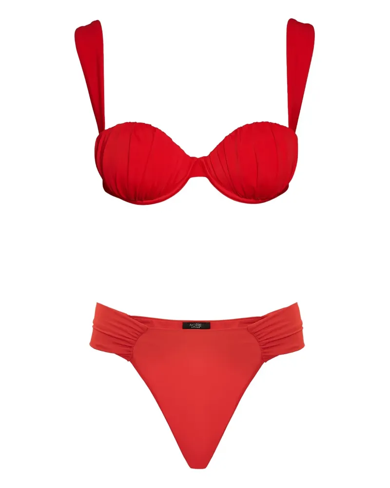 Noire Swimwear Geraffter Balconette-Bikini - Rot Rot