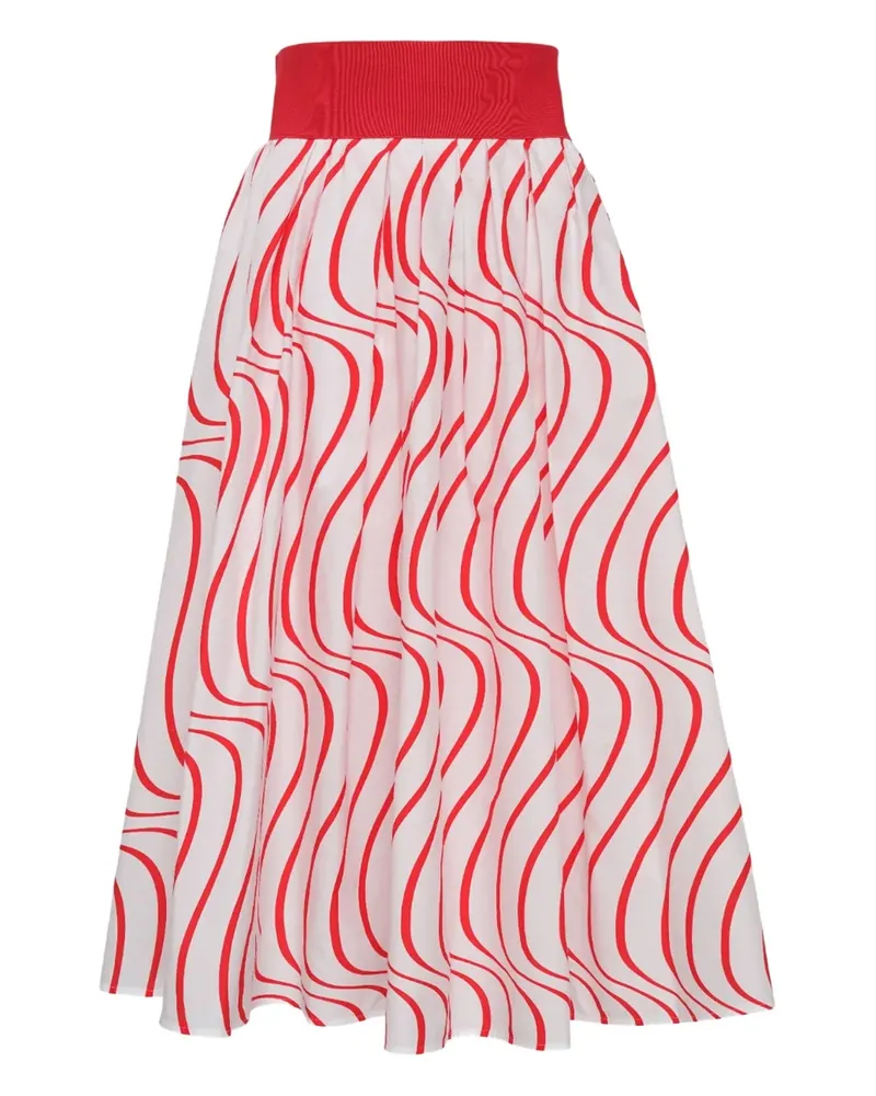 MSGM Midirock mit Wellen-Print - Rot Rot