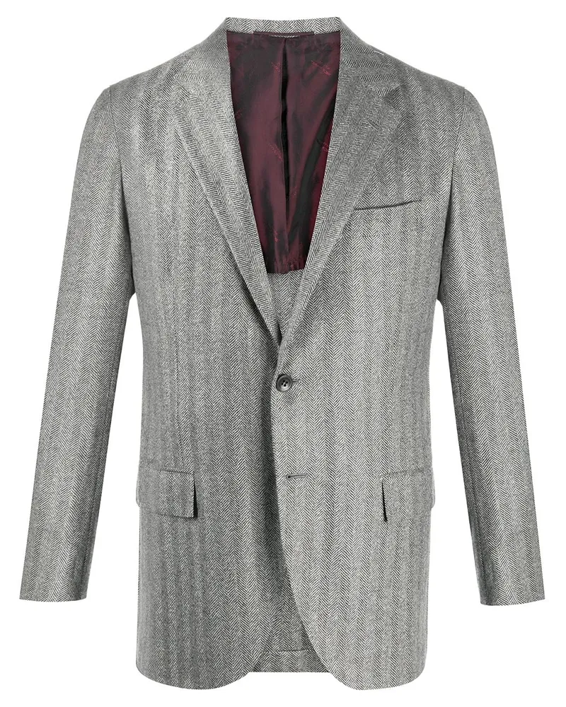 Kiton pinstripe print blazer - Grau Grau