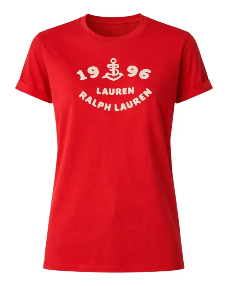 Ralph Lauren Besticktes T-Shirt mit gerollten Bündchen - Rot Rot