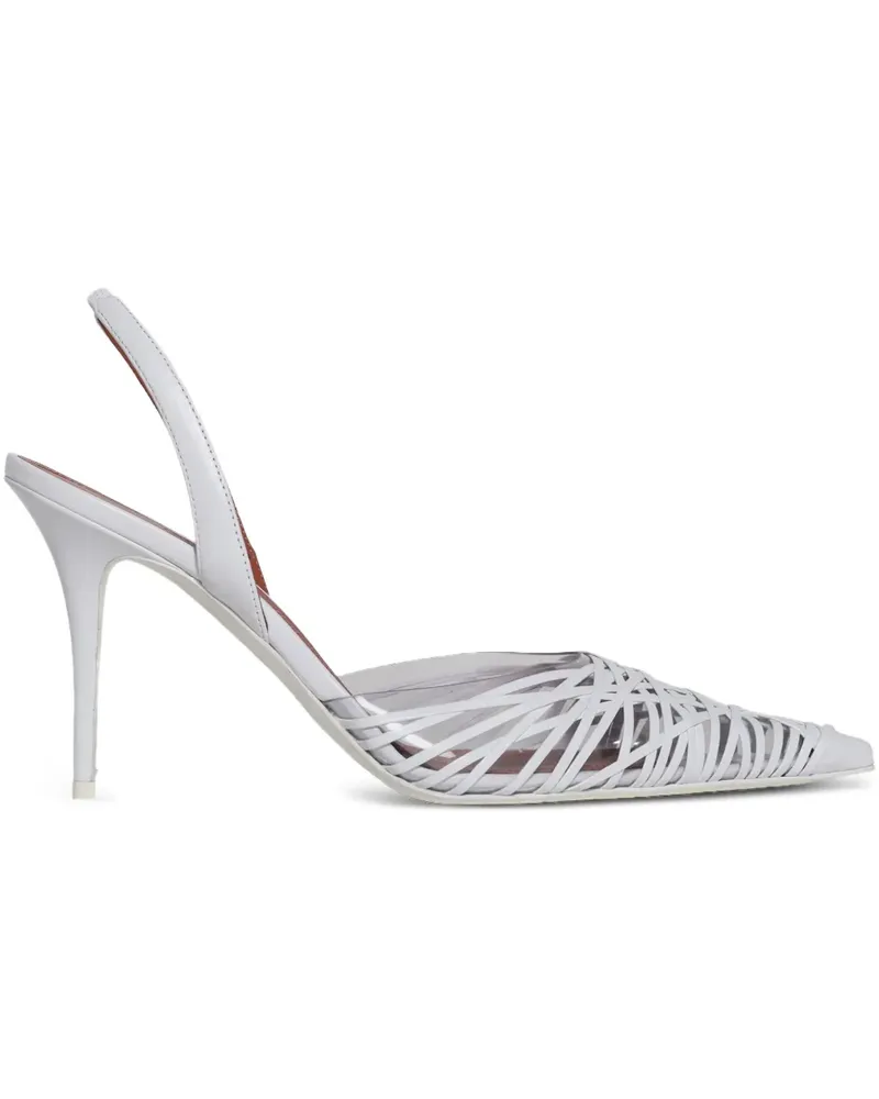 Amina Muaddi Spitze Lori Slingback-Pumps mit Riemen 90mm - Weiß Weiß