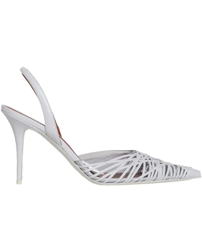 Amina Muaddi Spitze Lori Slingback-Pumps mit Riemen 90mm - Weiß Weiß