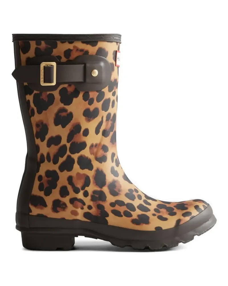 Hunter Original Short leopard-print logo-detail boots - Braun Braun