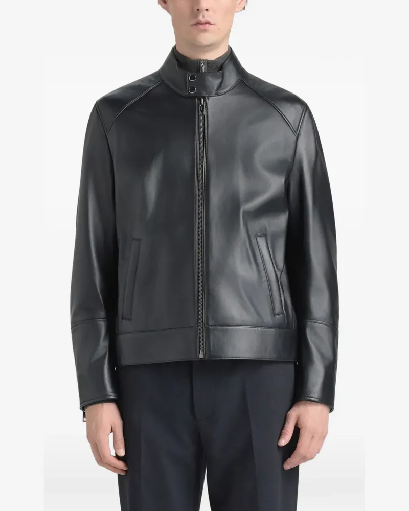 Bally Lederjacke mit Reißverschluss - Schwarz Schwarz