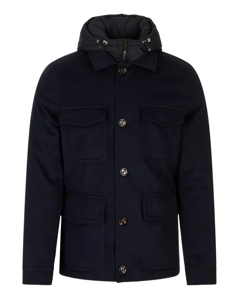 MOORER hooded multi-pocket jacket - Blau Blau