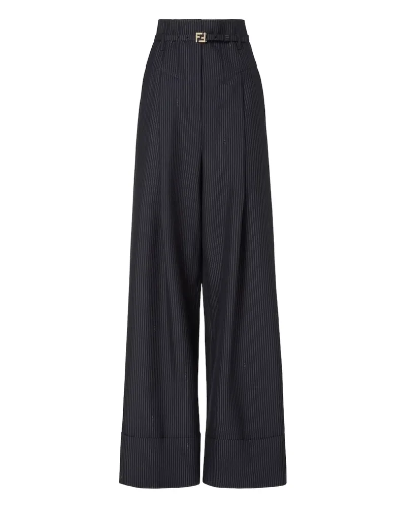 Fendi Black pinstriped wool trousers - Schwarz Schwarz