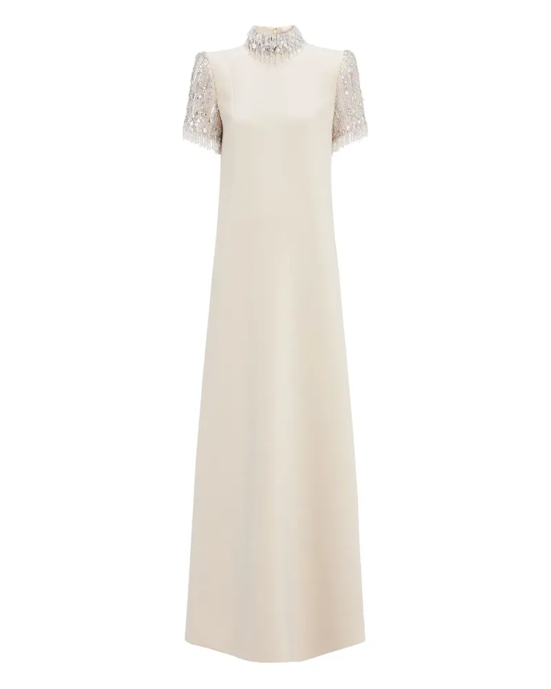 Jenny Packham Maxikleid mit Stehkragen - Weiß Weiß