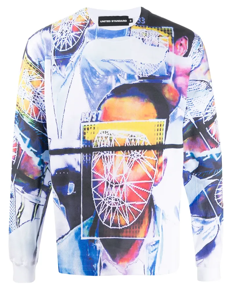 united standard Langarmshirt mit Gesichts-Print - Weiß Weiß