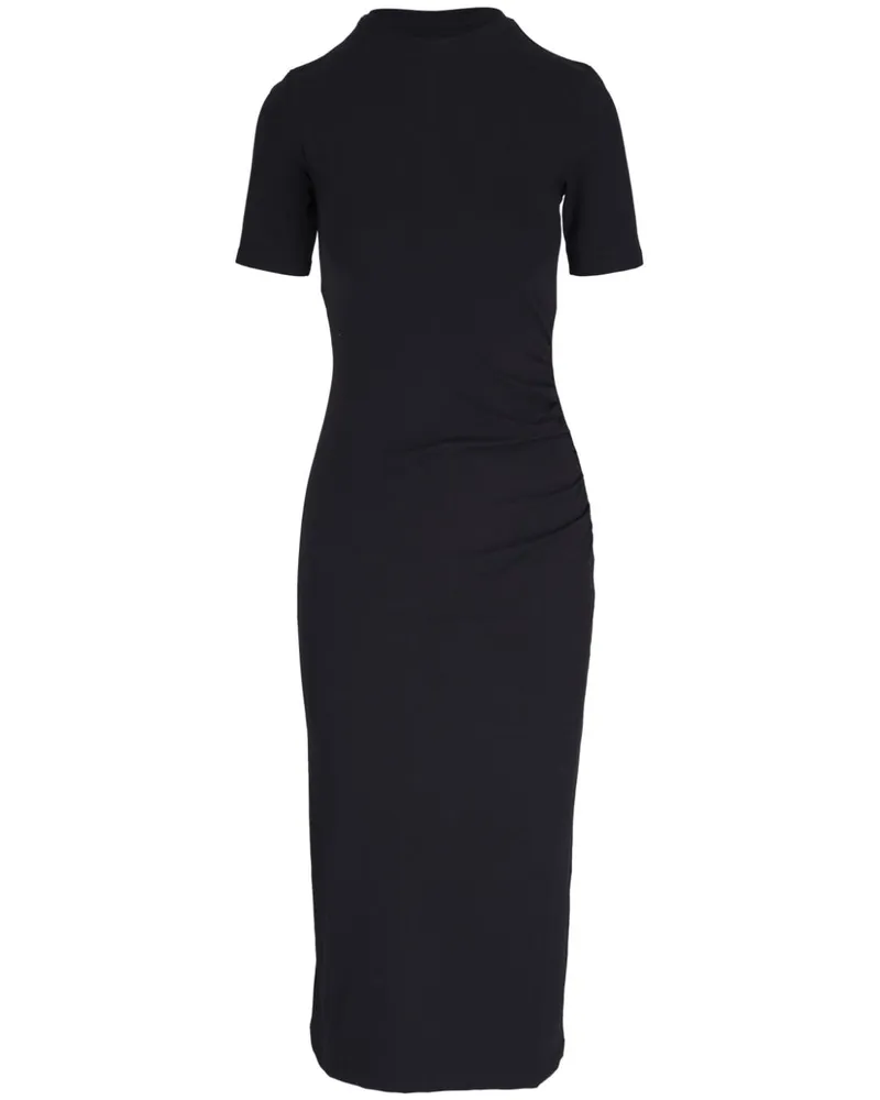 Vince Drapiertes Midikleid - Schwarz Schwarz