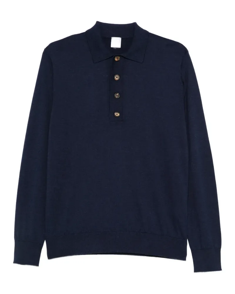 Eleventy Langärmeliges Poloshirt - Blau Blau