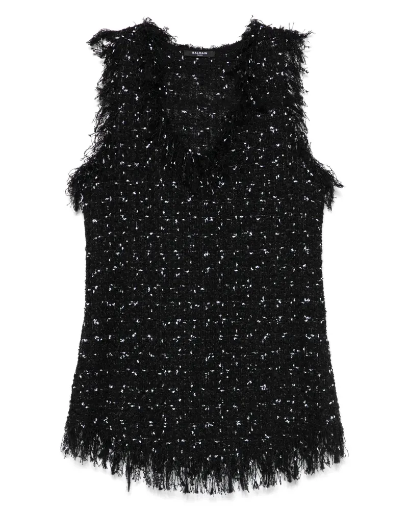 Balmain Tweed-Trägershirt - Schwarz Schwarz