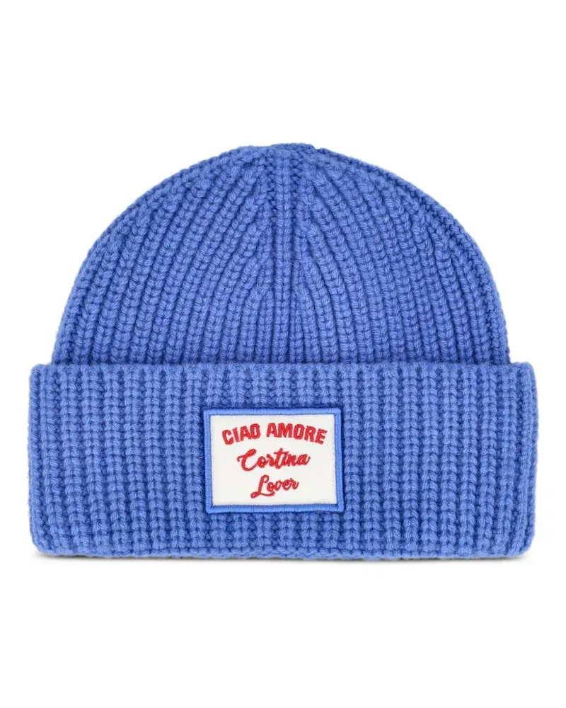 Giada Benincasa Gerippte Beanie mit Logo-Patch - Blau Blau