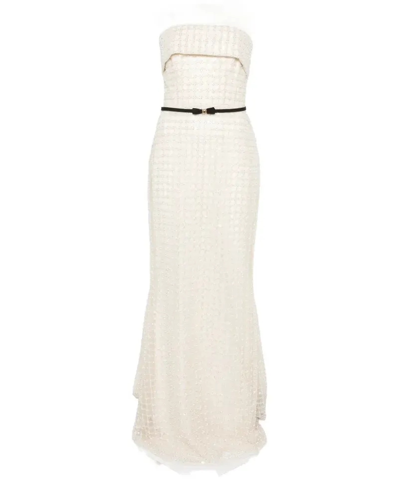 Elie Saab Maxikleid mit Pailletten - Nude Nude