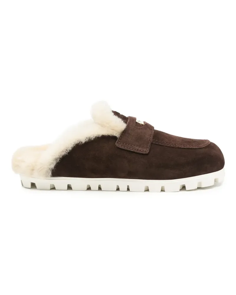 Miu Miu Mules mit Shearling-Futter - Braun Braun