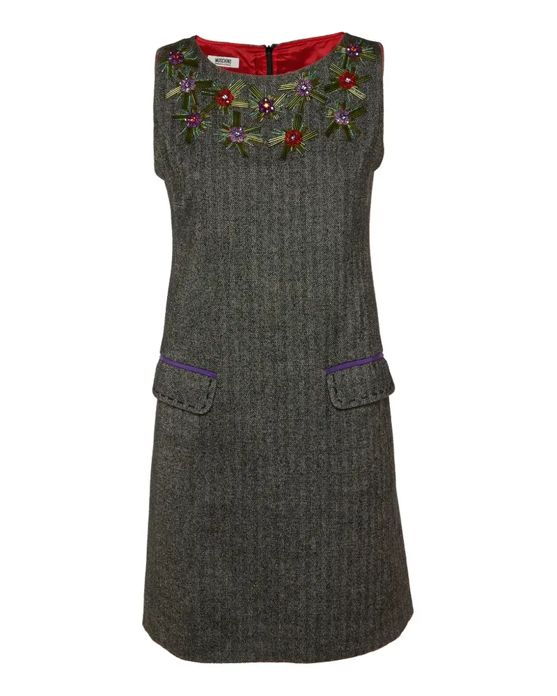 Moschino Verziertes Etuikleid mit Muster - Grau Grau