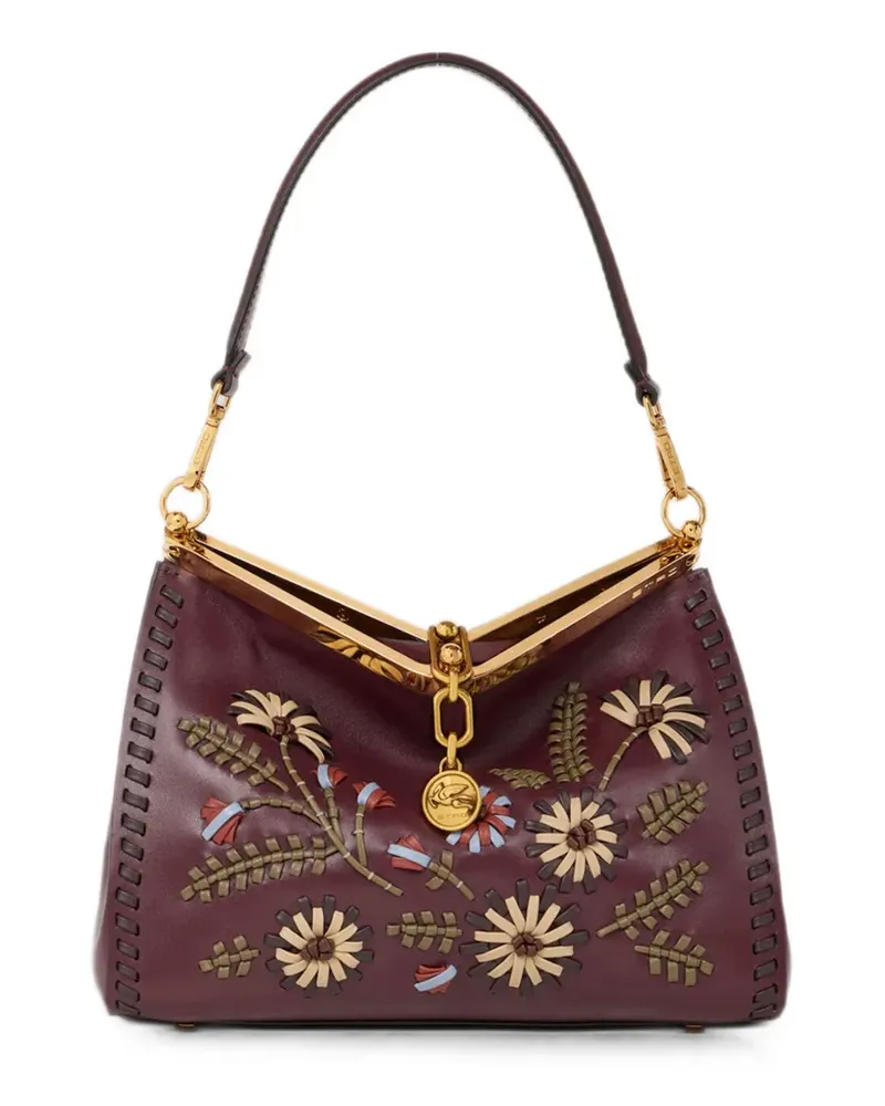 Etro Mittelgroße Vela Tasche mit Flechtung und Blumenmotiv - Rot Rot