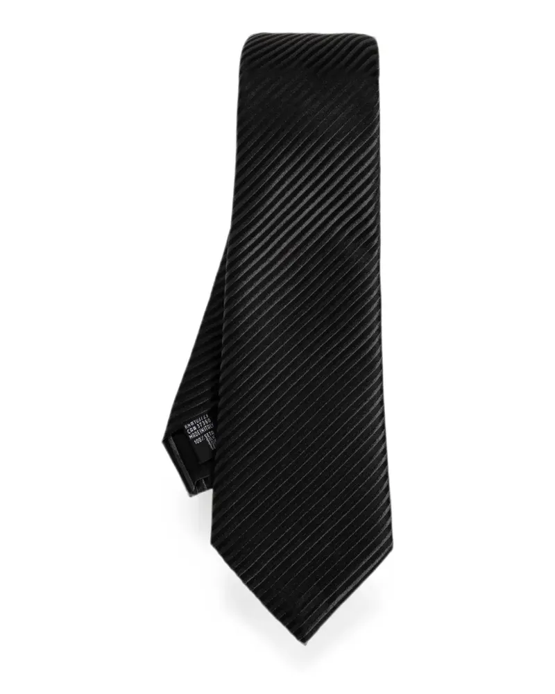 Giorgio Armani Krawatte mit diagonalen Streifen - Schwarz Schwarz