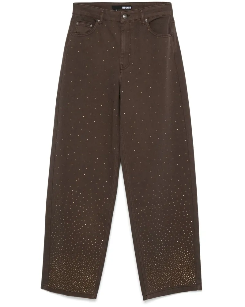 ROTATE Birger Christensen Wide-Leg-Jeans mit Strass - Braun Braun