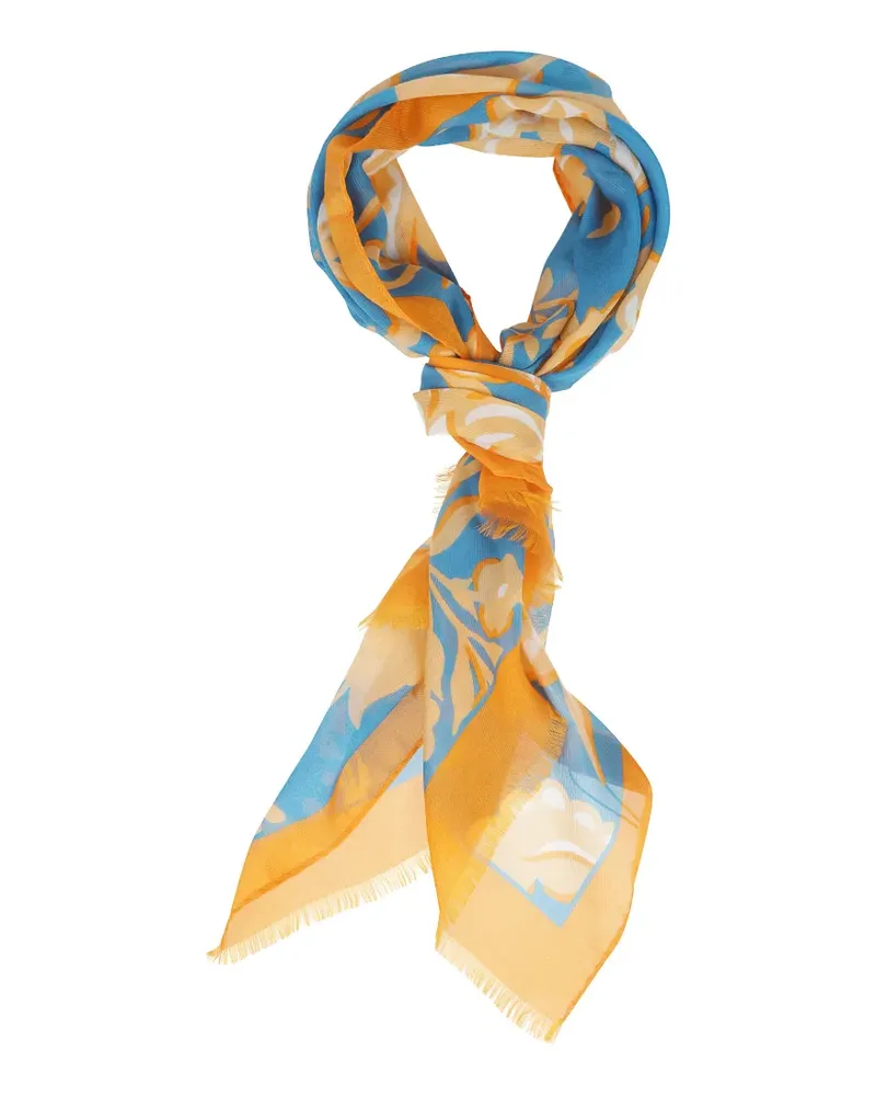 Etro floral-print frayed scarf - Blau Blau