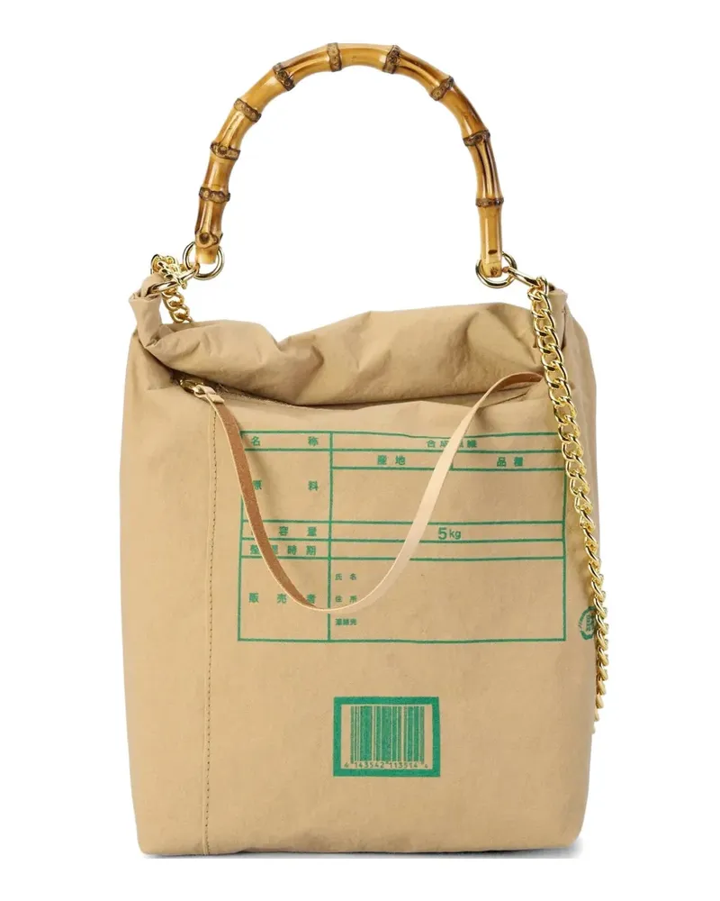Doublet graphic-print chain-strap shoulder bag - Nude Nude