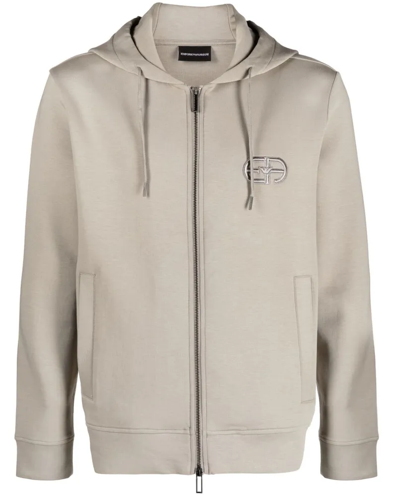 Emporio Armani Hoodie mit Logo-Stickerei - Grau Grau
