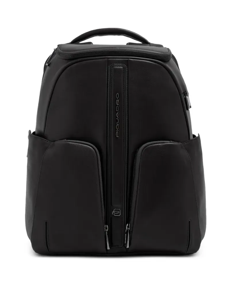 Piquadro Rucksack mit Logo-Schild - Schwarz Schwarz