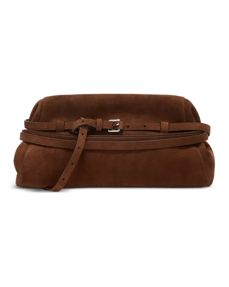 Moschino Wildleder-Clutch mit Gurt - Braun Braun