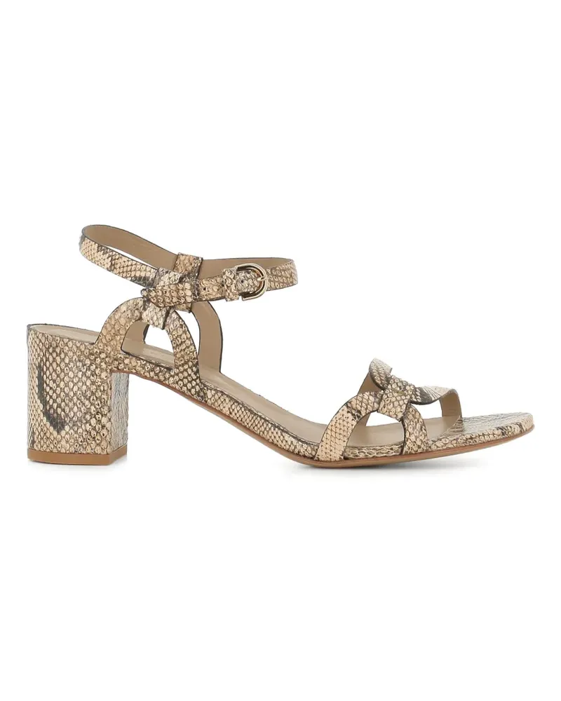 Roberto del Carlo Betty snake-effect buckled sandals - Nude Nude