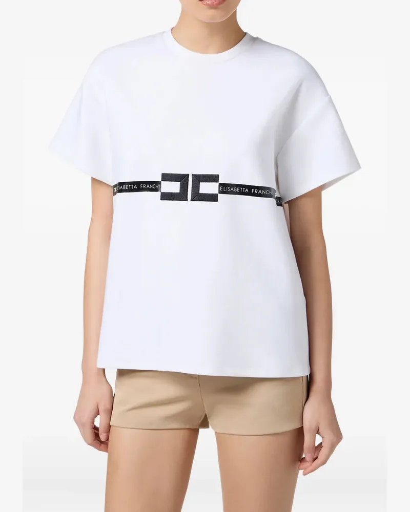 Elisabetta Franchi T-Shirt mit Logo - Weiß Weiß