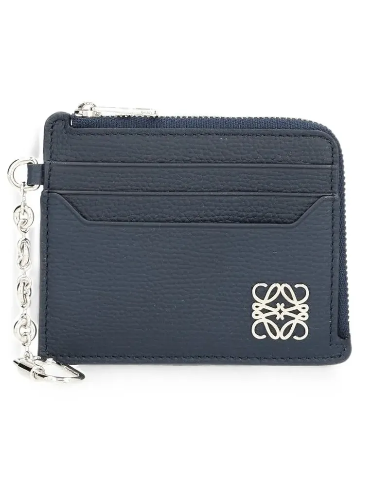 Loewe Anagram square coin cardholder in pebble grained calfskin - Blau Blau