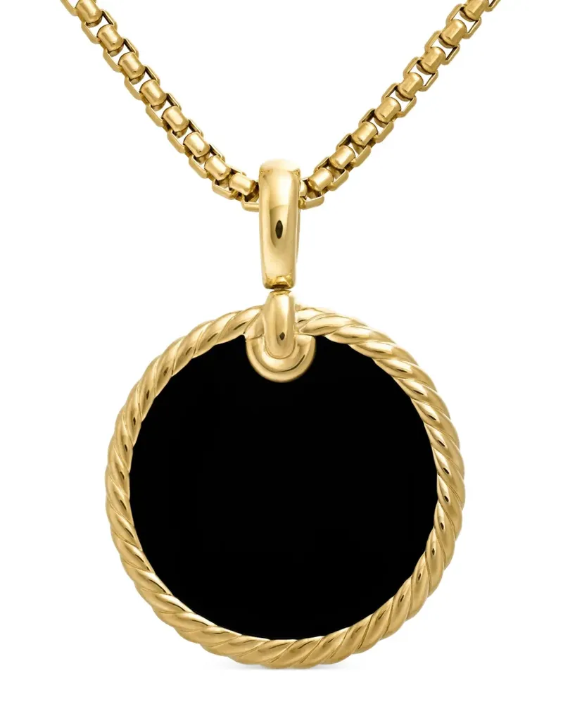 David Yurman 18kt DY Elements Disc Gelbgoldanhänger 24mm - Schwarz Schwarz