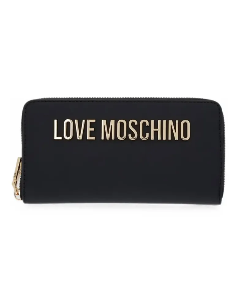 Moschino logo-plaque zip-around wallet - Schwarz Schwarz