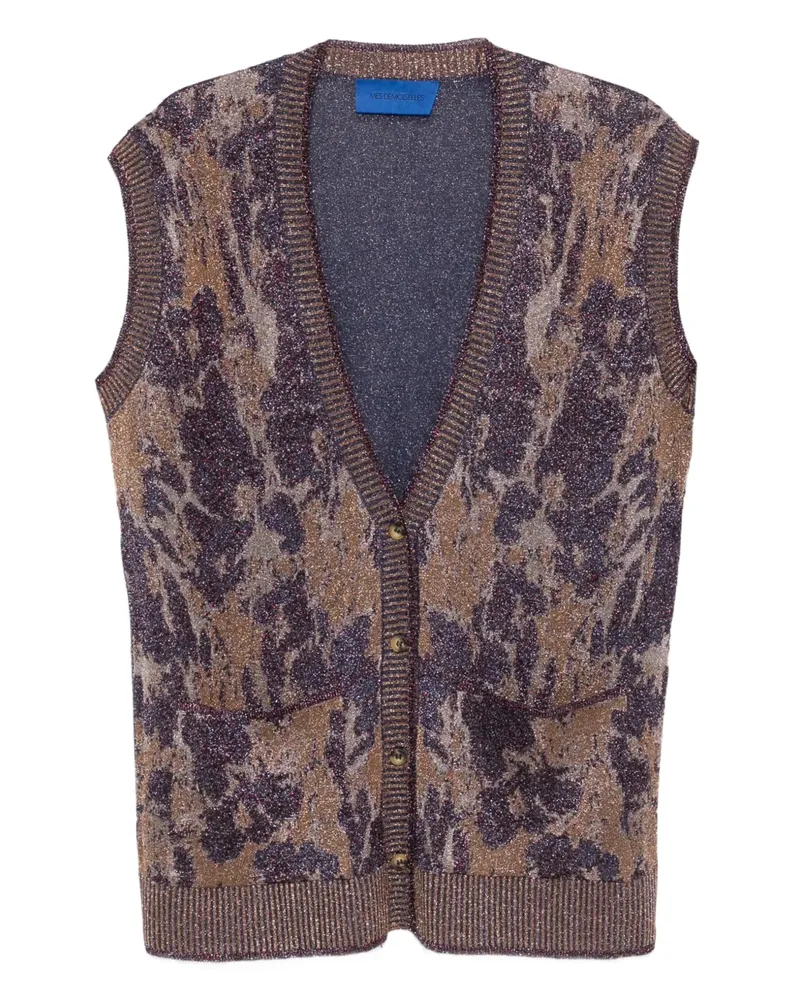Mes Demoiselles floral-pattern sleeveless cardigan - Violett Violett