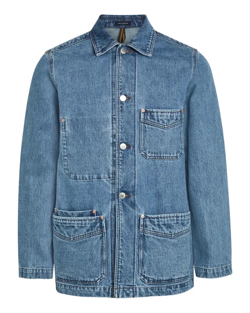 Drake's washed-finish denim jacket - Blau Blau