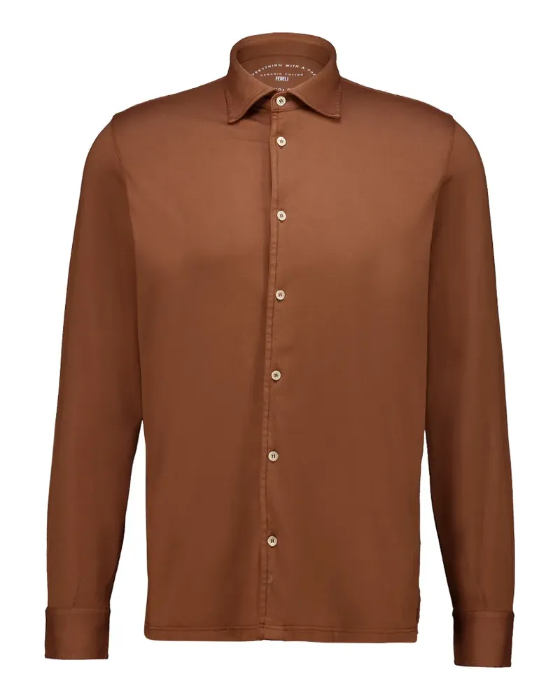 Fedeli Giza knitted long-sleeve shirt - Braun Braun