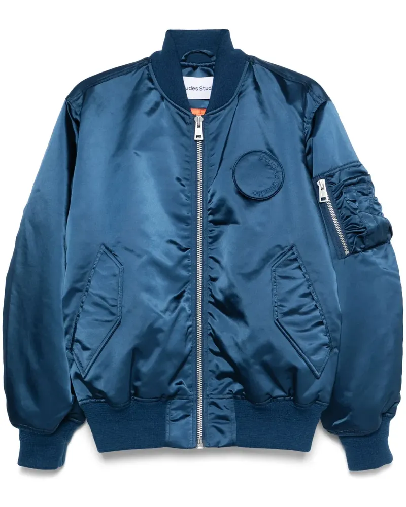 Études Studio Bomberjacke mit Logo-Patch - Blau Blau