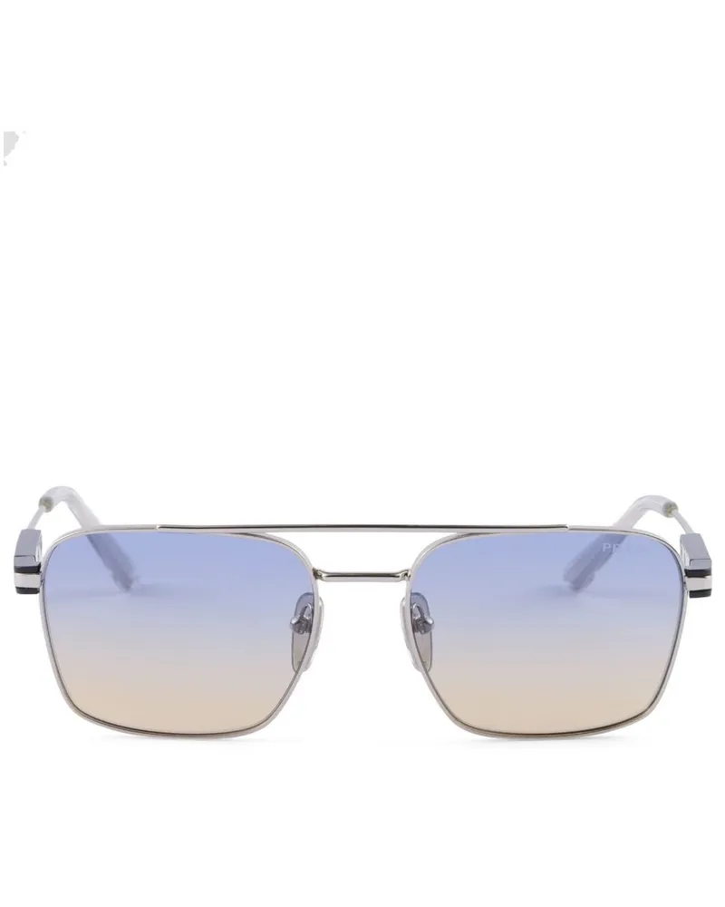 Prada Sonnenbrille mit eckigem Gestell - Silber Silber